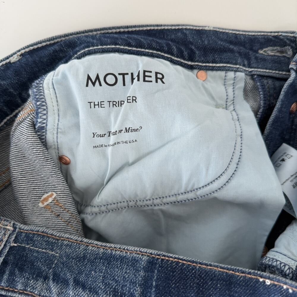 Mother Jeans Womens 29 The Tripper Dark Wash Distressed Your Treat Or Mine - Picture 10 of 13